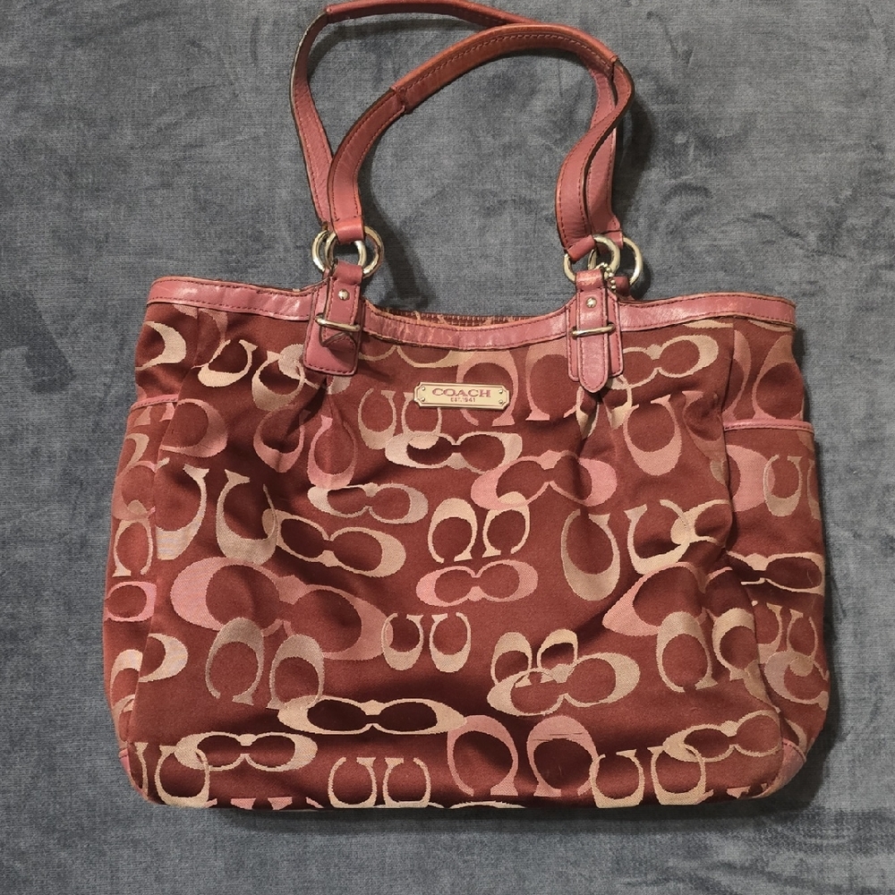 Coach Monogram Tote in Rosewood and Blush